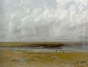 La Plage De Trouville A Maree Basse by Gustave Courbet