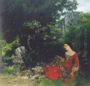 Femme A La Guirlande by Gustave Courbet