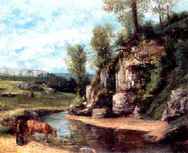 Les Roches Noires, Femme Abreuvant Sa Vache - view 1