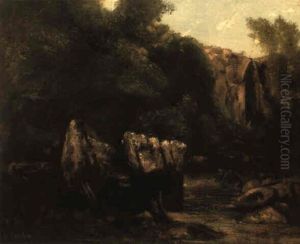 Les Roches Dans La Foret (le Puits Noir) by Gustave Courbet