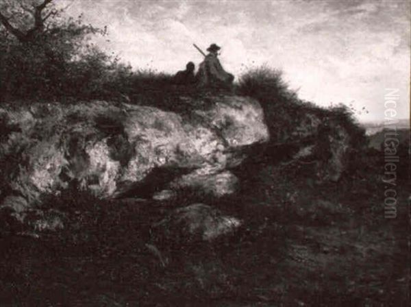 Felslandschaft Mit Rastendem Jager Und Hund (courbet Und Sein Hund?)... - view 1