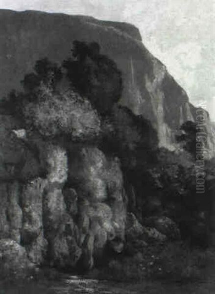 Landscape With A Pool At The Foot Of A Cliff - view 1