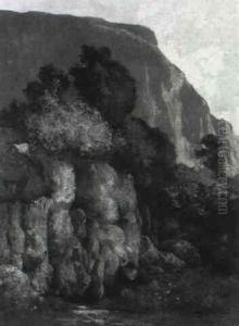 Landscape With A Pool At The Foot Of A Cliff by Gustave Courbet
