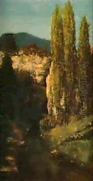 Paysage Aux Rochers Et Ruisseau - view 1