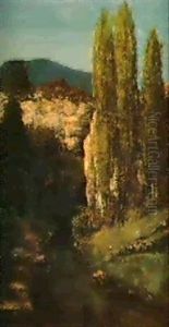 Paysage Aux Rochers Et Ruisseau by Gustave Courbet
