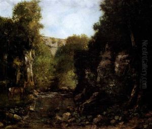 A Doe In A River Landscape At Doubs