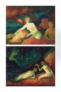 Sirens; And Another Painting Depicting 'autumn' By The Same Hand by Felix Courche