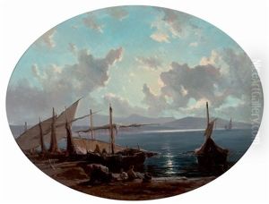 Pecheurs Sur La Plage by Vincent Courdouan
