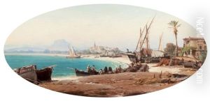 Dechargement De Tonneaux Dans Une Rade