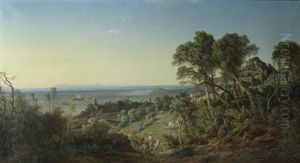 Mediterrane Landschaft Mit Reisenden