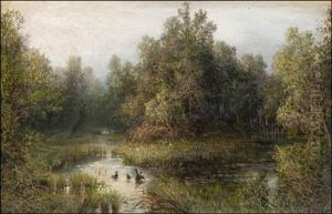Ducks By The Pond by Pelagia Petrowna Couriard
