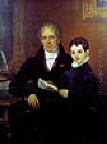Portrait De Monsieur De Reis, Tresorier Payeur De La Seine Maritime Avec Son Petit Fils Martin De Beurnonville - view 1