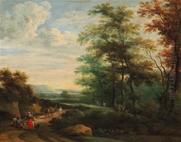 A Forest Landscape With A Resting Couple And Further Figures - view 1
