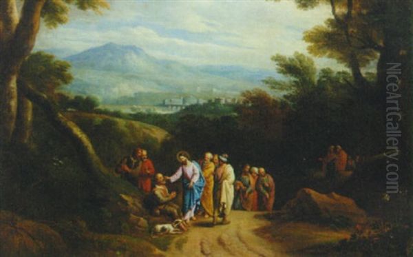 A Wooded Landscape With Christ Healing The Blind Man - view 1