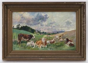 Untitled (cows In Pasture) by Raymond (Louis) le Court
