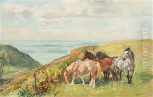 Chevaux Sur Les Falaises by Raymond (Louis) le Court