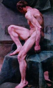 Male Nude Model by Angelo comte de Courten
