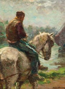 Boat-puller On His Horse by Franz Courtens