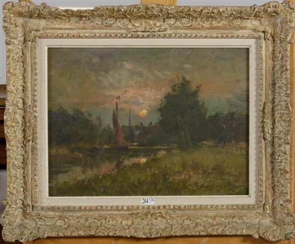 Voilier Sur Une Riviere Au Coucher Du Soleil - view 1