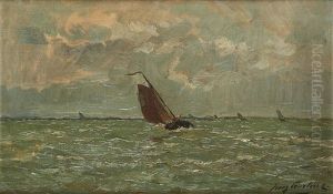 Barque De Peche Avant La Tempete by Franz Courtens