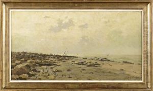 Bateau Echoue Sur La Plage by Franz Courtens