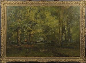Le Troupeau Dans Le Bois by Franz Courtens