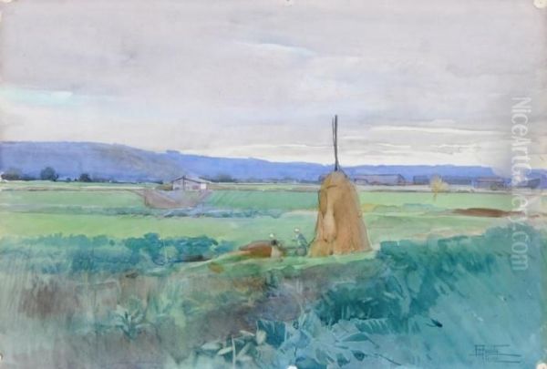 Campagna Romana Con Contadine E Covone Di Fieno - view 1
