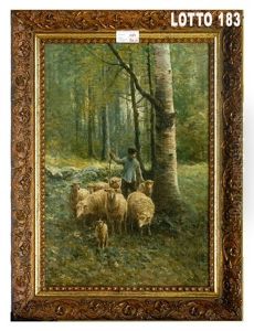 Pastore Con Gregge Al Pascolo by Franz Courtens