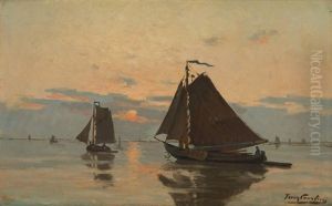 Coucher De Soleil Sur L'escaut by Franz Courtens