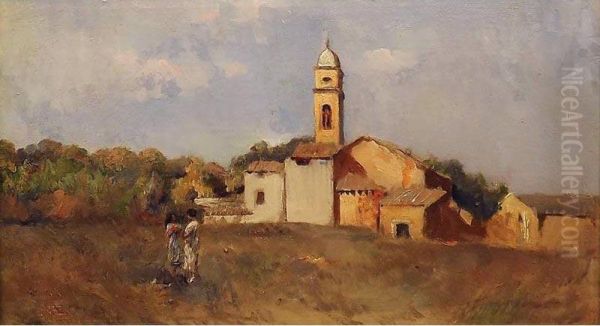 Paesaggio Con Chiesa E Figure - view 1