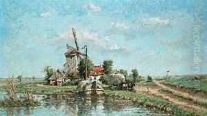Landscape With Windmill And Haybarge
