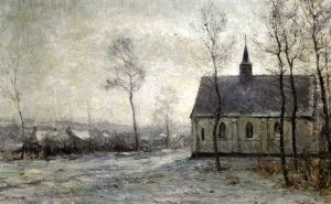 Vue De Village En Hiver by Franz Courtens