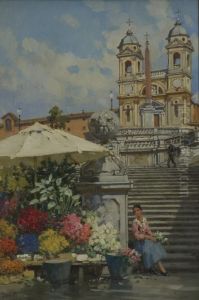 Fiori In Piazza Di Spagna by Filippo Anivitti