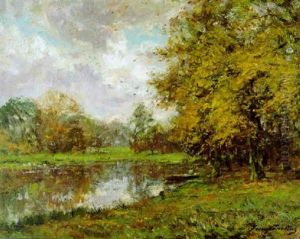 Pecheur Au Bord D'un Etang