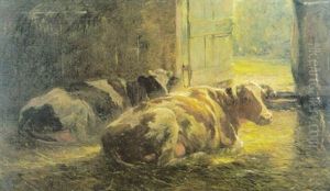 Rustende Koeien In Een Stal (l'epoque De La Velee)