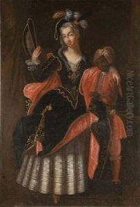 Portrait D'une Elegante Et De Son Page