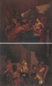 Children Playing With A Cat by Jacques-Francois Courtin