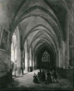 Interieur D'une Eglise Gothique by Louis Courtin