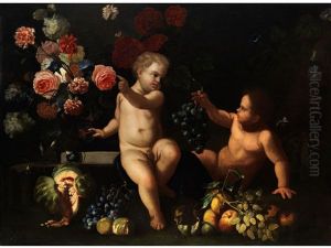 Blumen- Und Fruchtestilleben Mit Zwei Knablein Blumen- Und Fruchtestilleben Mit Zwei Knablein