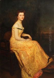 A Portrait Of A Lady, Full-length, Seated, Wearing An Evening Gown