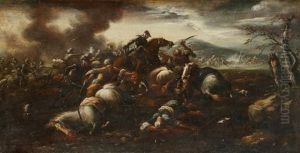 Combat De Chretiens Contre Des Turcs by Jacques Courtois