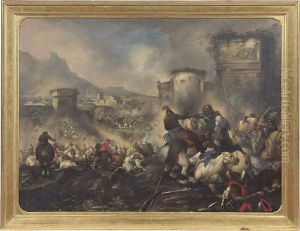 Battaglia Sotto Le Mura Di Una Citta by Jacques Courtois