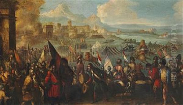Battle Scene With A Defeated Commander Surrendering - view 1