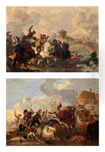 Scene De Cavalerie (pair) by Jacques Courtois