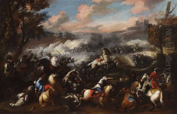 A Pair Of Cavalry Skirmishes With Landscapes (pair) - view 1