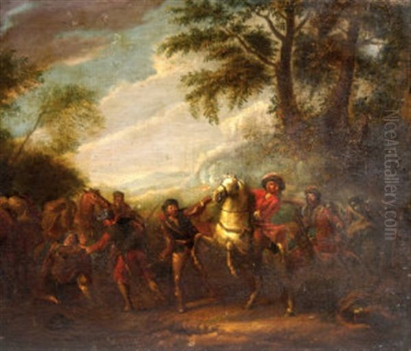 Brigands With A Horseman In A Wooded Landscape - view 1
