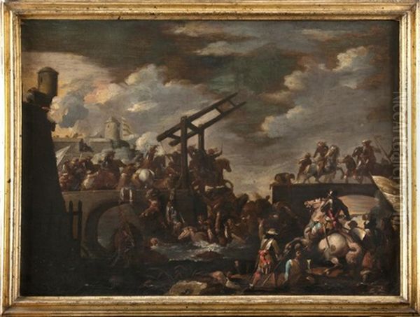 Scene De Bataille Sur Un Pont - view 1