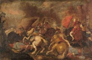 Scene De Bataille Contre Les Turcs by Jacques Courtois