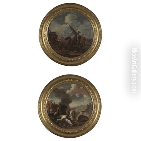 A Pair Of Cavalry Battles (pair) - view 1