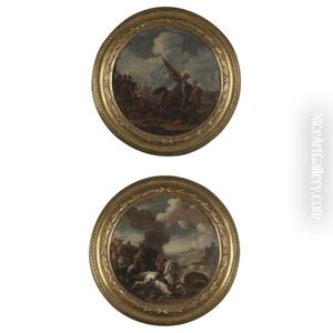 A Pair Of Cavalry Battles (pair) by Jacques Courtois